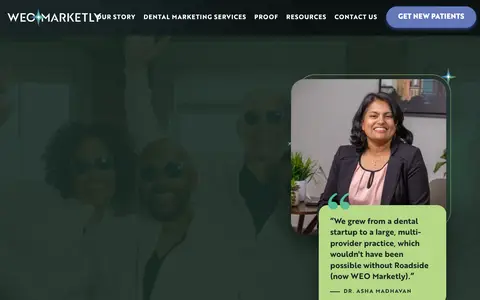 Home page of weomarketly.com, a client site credited to WEO Marketly
