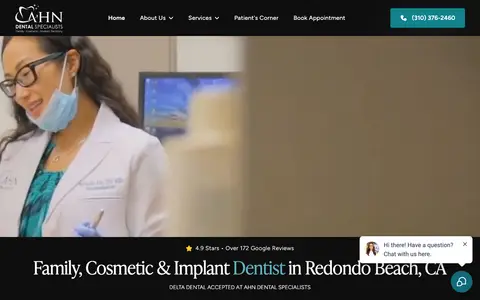 Home page of ahndentalspecialists.com, a client site credited to Wonderist Agency