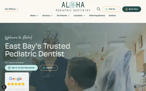 Home page of alohakidsdds.com, a client site credited to Wonderist Agency