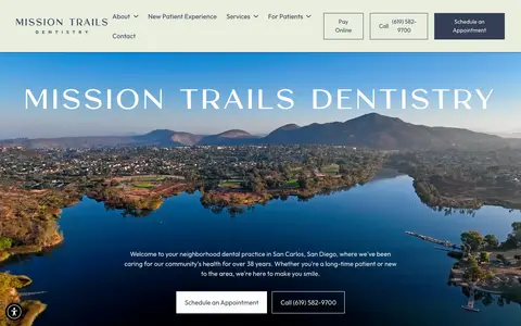 Home page of missiontrailsdentistry.com, a client site credited to Wonderist Agency