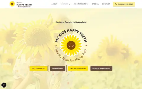 Home page of mykidshappyteeth.com, a client site credited to Wonderist Agency