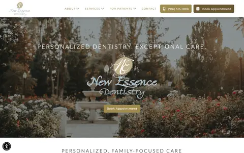 Home page of newessencedentistry.com, a client site credited to Wonderist Agency