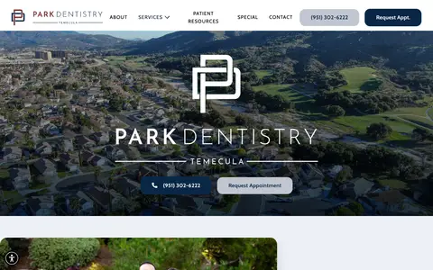 Home page of parkdentistrytemecula.com, a client site credited to Wonderist Agency