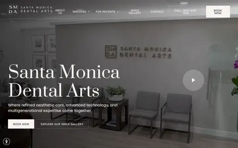 Home page of santamonicadentalarts.com, a client site credited to Wonderist Agency