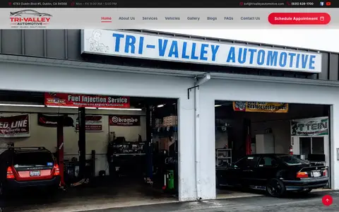 Home page of trivalleyautomotive.com, a client site credited to Wxperts