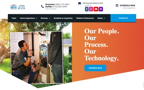 Home page of achiwny.com, a client site credited to Site Hub