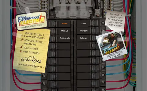 Home page of ellenwoodelectric.com, a client site credited to Site Hub