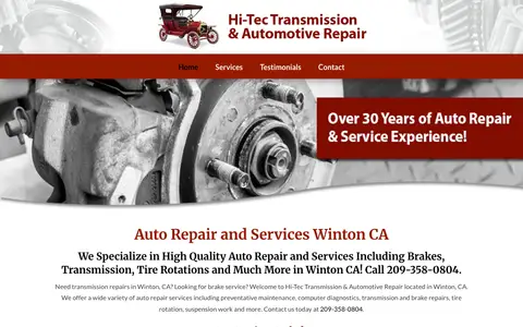 Home page of hitectransmission.com, a client site credited to YPC Media