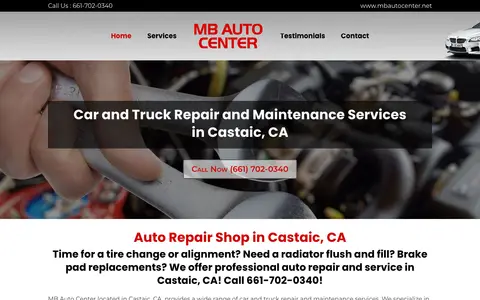 Home page of mbautocenter.net, a client site credited to YPC Media