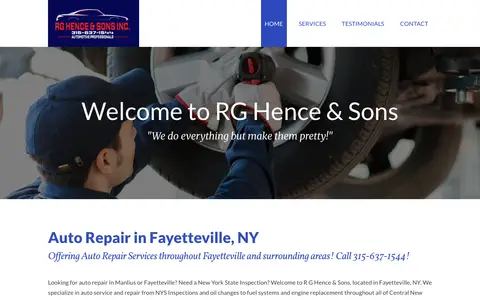 Home page of rghenceandsonsgarage.com, a client site credited to YPC Media