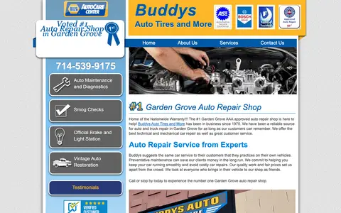 Home page of buddysnapaautocenter.com, a client site credited to Zenergy Works