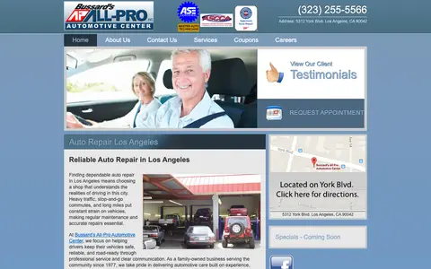 Home page of bussardsauto.com, a client site credited to Zenergy Works