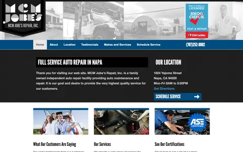 Home page of mcmjobes.com, a client site credited to Zenergy Works