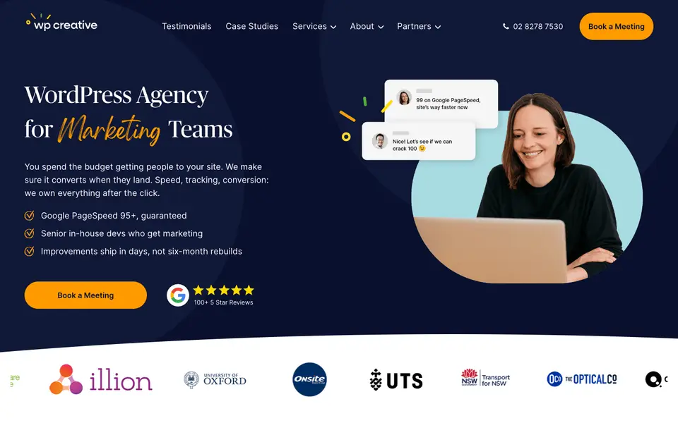 Home page of WP Creative at wpcreative.com.au