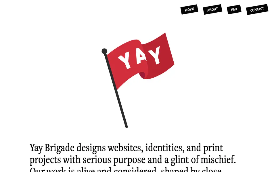 Home page of Yay Brigade at yaybrigade.com